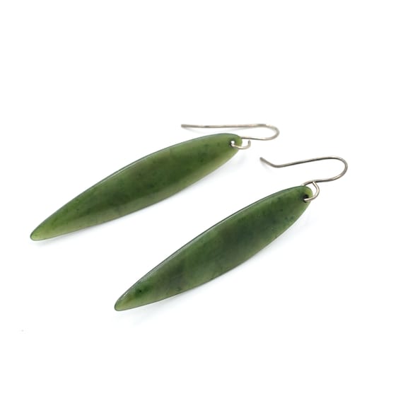 Vintage Jade & Sterling Dangle Earrings // Vintage