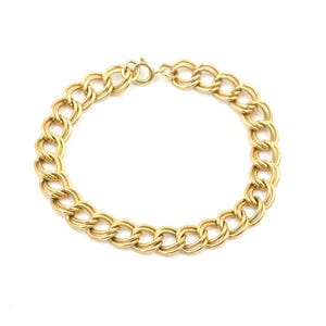Vintage Gold Toned Double Link Bracelet 7.25" // Vintage Gold Tone Costume Jewelry // Golden Link Bracelet