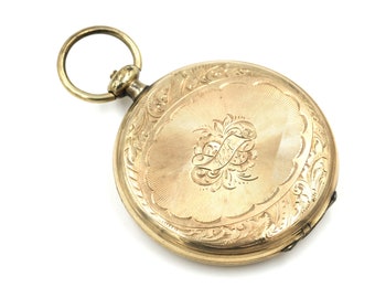 As Is Victorian Locket with Original Tintype Photo // Pocket Watch Style Locket // Large Locket // Antique Locket Pendant
