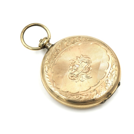 As Is Victorian Locket with Original Tintype Photo // Pocket Watch Style Locket // Large Locket // Antique Locket Pendant