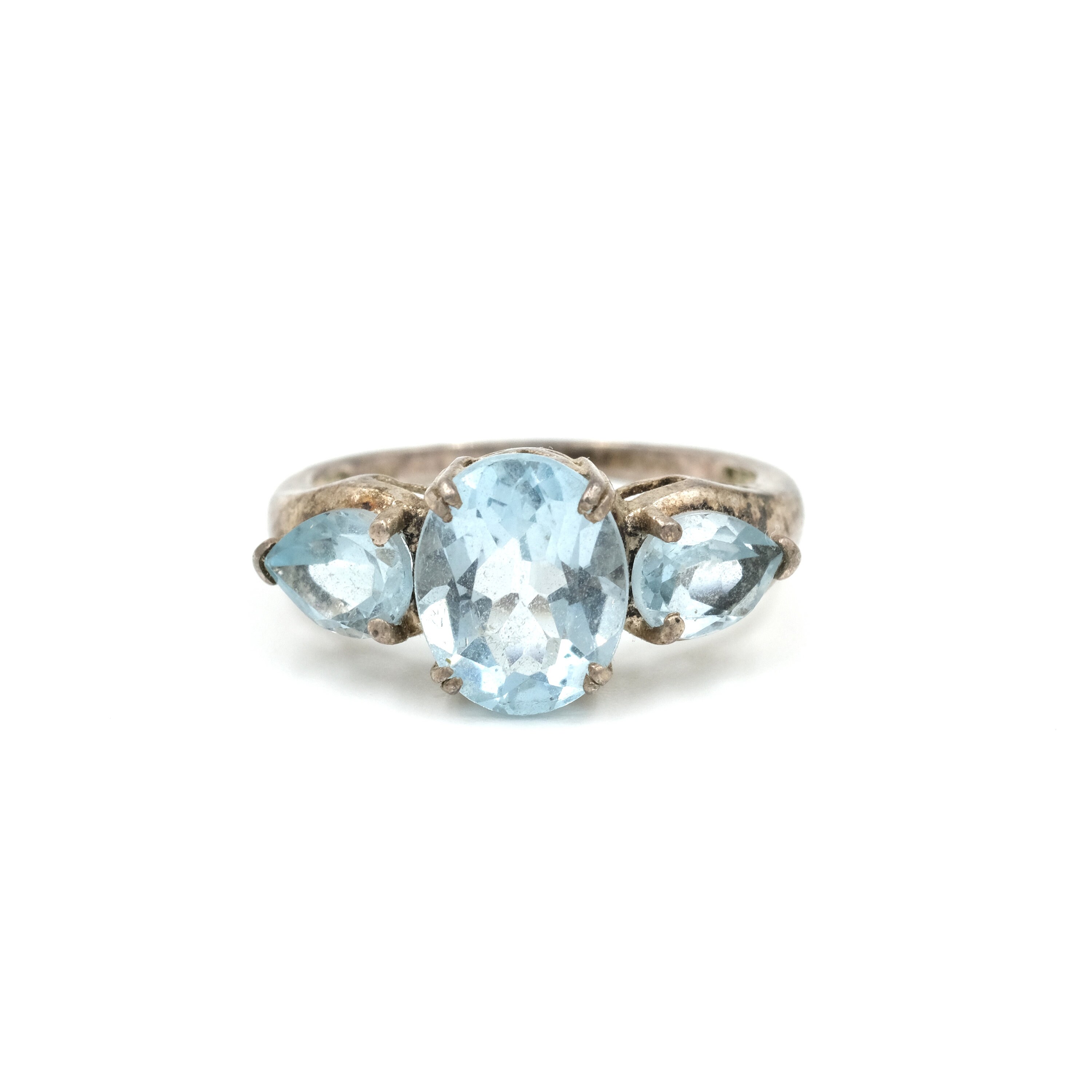 90s Blue Topaz & Sterling Silver Ring Size 7 // Vintage Gemstone ...