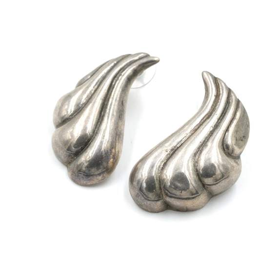 Vintage Sterling Statement Earrings // Puffed Ster