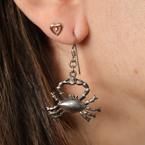 Sterling Crab Earrings // Vintage Crab Dangles //… - image 2