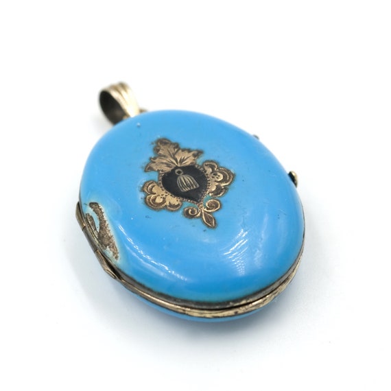 As Is - Antique 14K Gold Enameled Locket // Victo… - image 2