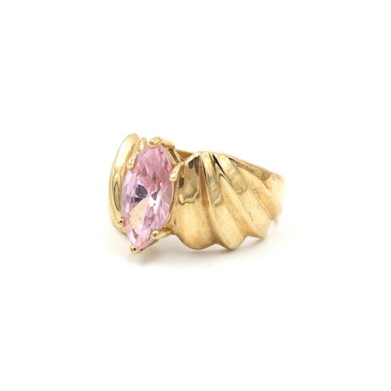 Vintage 10Kt Gold Pink CZ Ring - Size 6 // 10k Go… - image 6