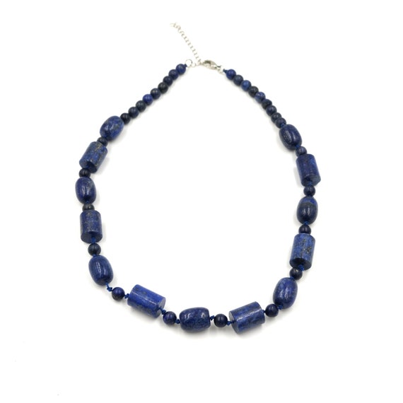Lapis Lazuli Beaded Necklace // Vintage Lapis // Beaded Stone Necklace // Natural Lapis Lazuli // Blue Statement Necklace