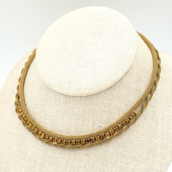 1960s Rhinestone Mesh Choker ~14" // Mid Century … - image 5