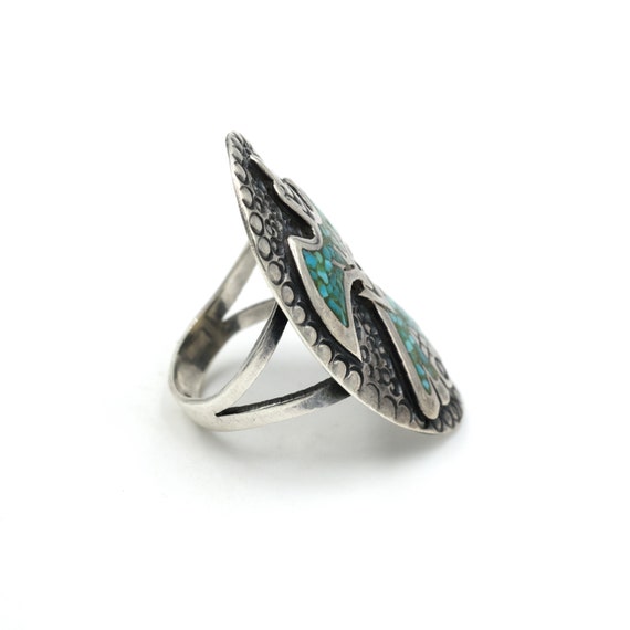 Size 7.25 // Vintage Sterling & Turquoise Chip In… - image 3