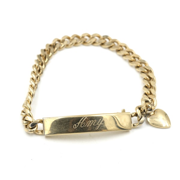 Vintage 1980 "Amy" ID Bracelet - 7" // Gold Tone ID Jewerly // Vintage Jewelry // Vintage Speidel Bracelet