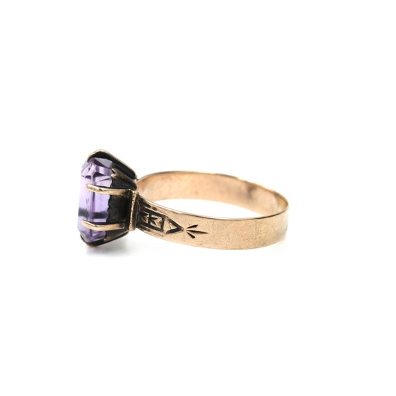 Victorian 10Kt Gold Amethyst Ring // Size 9 // An… - image 5