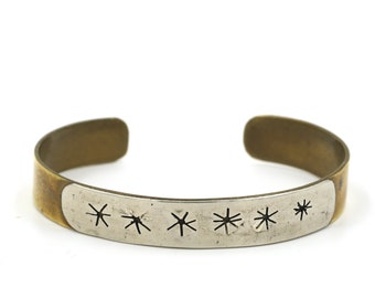 Vintage Brass Star Cuff // Mixed Metal Cuff Bracelet // Celestial Star Cuff