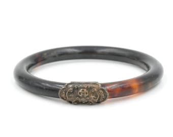 Vintage Chinese Export Wedding Bangle with a Sterling Dragon Detail 7.5" (8.2mm)
