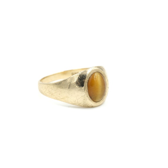 Vintage 10Kt Gold cats Eye Signet Ring (6 grms) /… - image 3