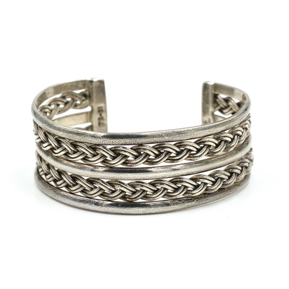 Taxco Braided Sterling Cuff Bracelet // Vintage T… - image 1