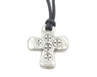Vintage Silver Toned Cross Necklace 28"