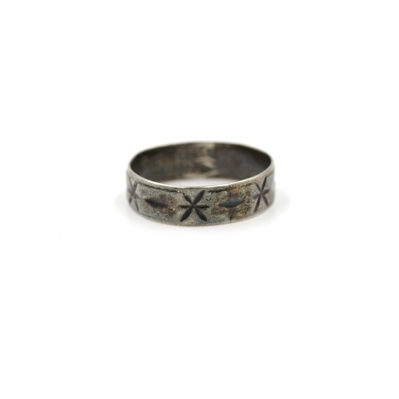 Size 6 // Sterling Silver Star Band // Vintage Ba… - image 2