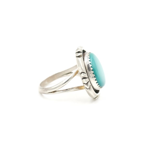 Turquoise Cut Bezel Ring // Size 6 // Green Turqu… - image 7