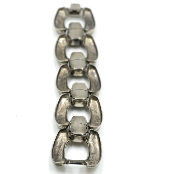 Vintage Silver Tone Chain Link Bracelet // Statem… - image 5
