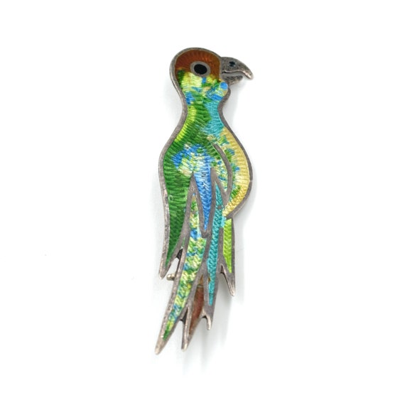 Vintage MCM Taxco Enamel Parrot Brooch // Jerónimo