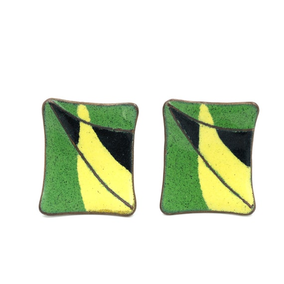 Vintage Enamel Cufflinks // Retro Cufflinks // St… - image 2