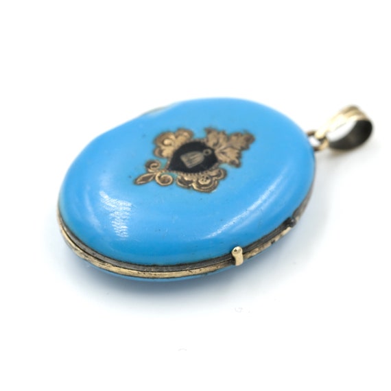 As Is - Antique 14K Gold Enameled Locket // Victo… - image 4