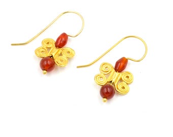 Vintage Metropolitan Museum of Art Gilt Carnelian Earrings