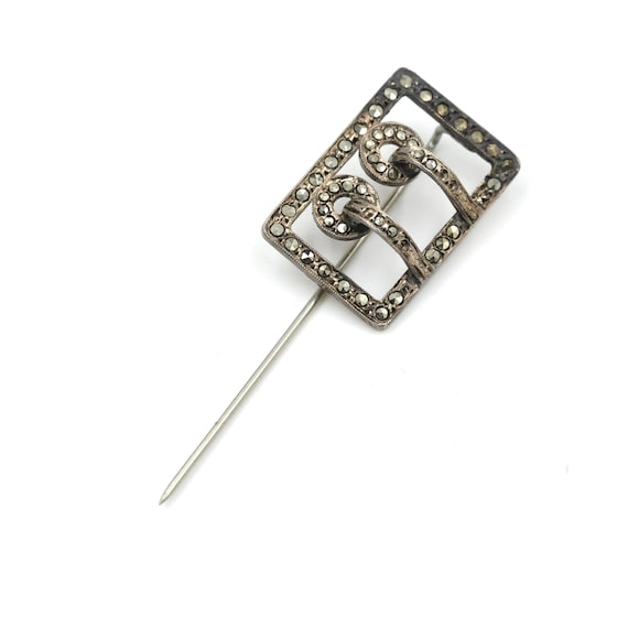 As Is - Vintage Sterling & Marcasite Buckle Stick… - image 1