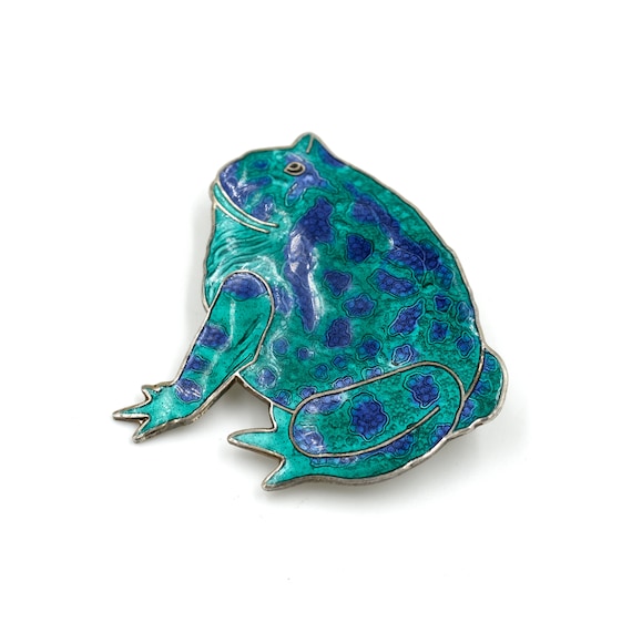 Vintage Enamel Frog Brooch // Chunky Frog // Vinta