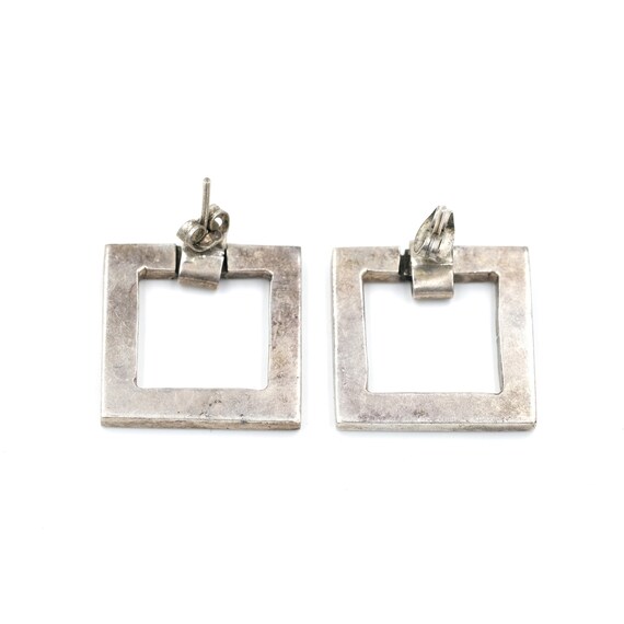Vintage Modernist Sterling Square Geometric Earri… - image 3