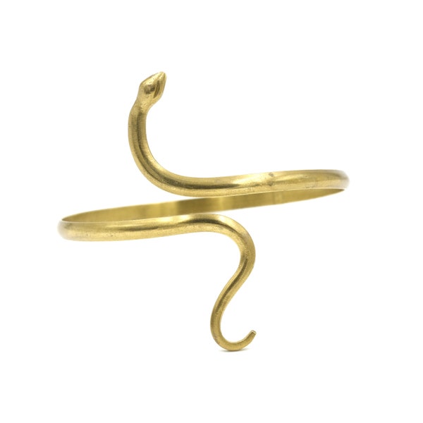 Vintage Snake Arm Cuff 9.25" // Brass Serpent Bracelet // Boho Snake Armlet // Adjustable Arm Bracelet