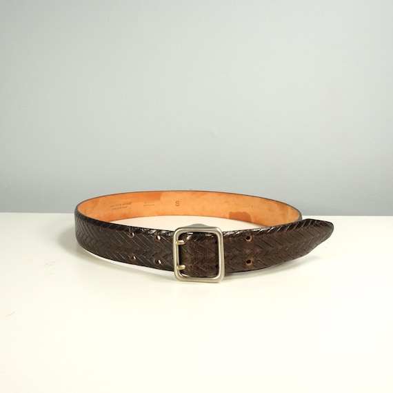 Saks Fifth Ave Italian Leather Belt size S // Double Pin 