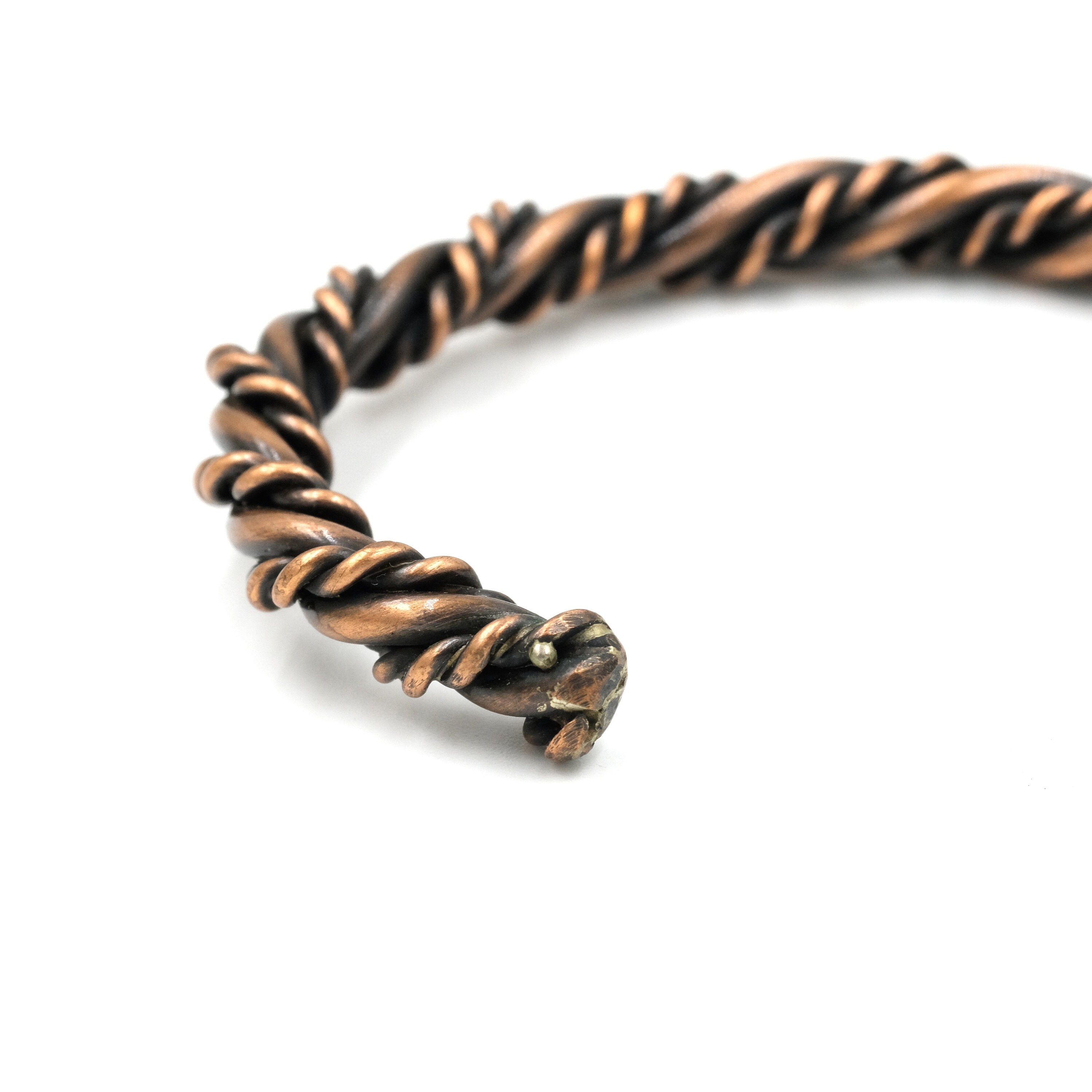 Bracelet Rigide Vintage Torsadé - Cuivre, Laiton Et Argenté - Occasion