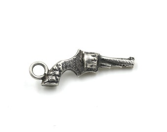 Vintage Sterling Silver Revolver Charm .8"