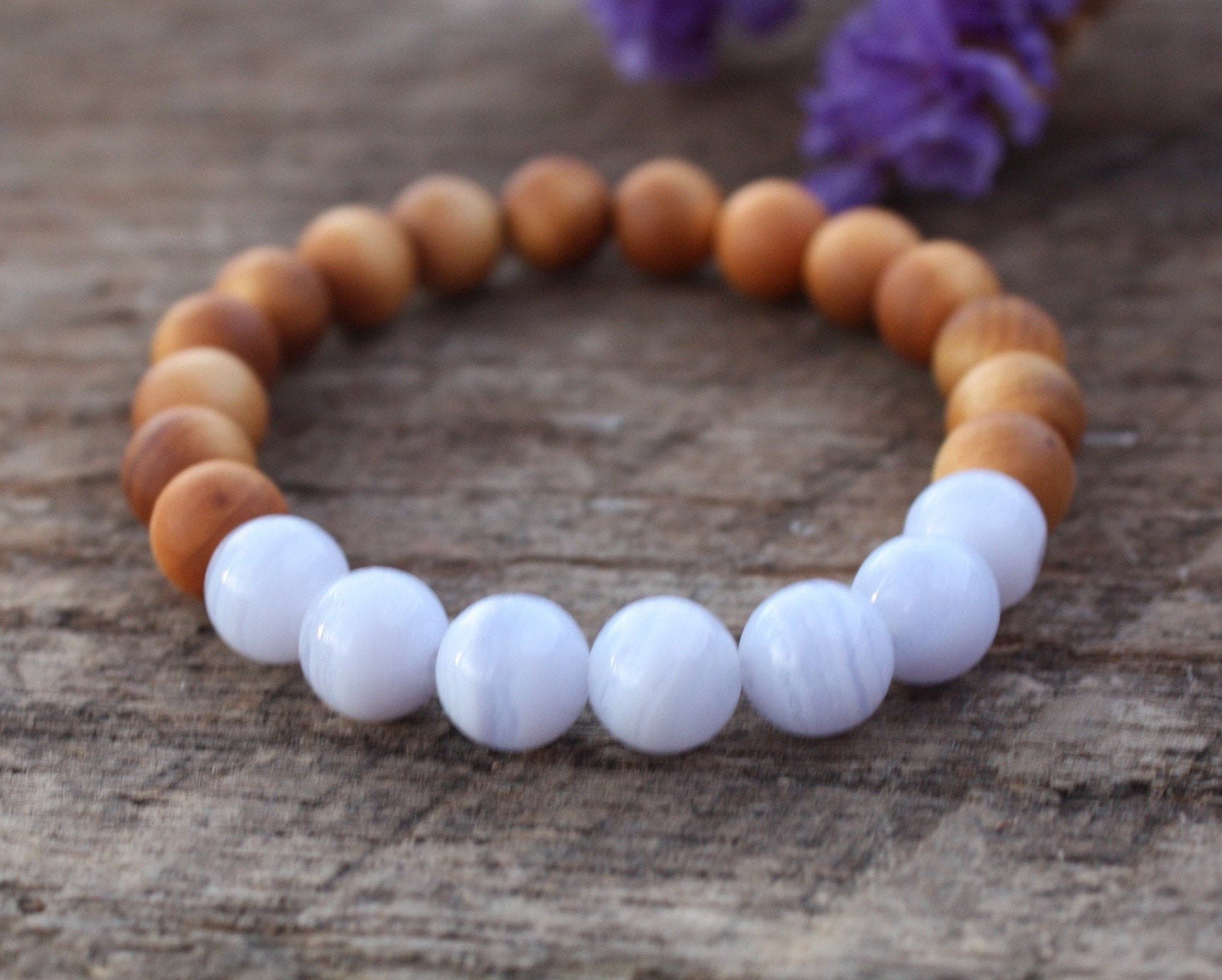 Anxiety stress relief bracelet for women, Blue lace agate bracelet, c…