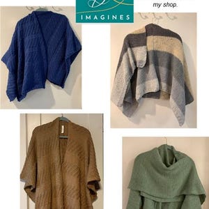Wraps/Shawls.  Hand Knitted or Crocheted.  All shawls made to order.  Prices vary slightly due to wool type, length & weight.