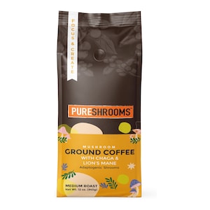 PureShrooms Focus & Create Mushroom Ground Coffee with Lion&#39;s Mane and Chaga