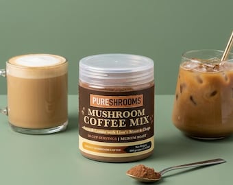 PureShrooms Mushroom Coffee Mix, Lion's Mane, Chaga, Focus (50 Servings)