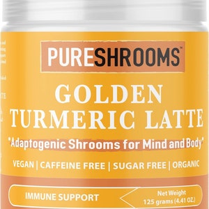 PureShrooms Organic Turmeric Latte Mix | Made in Ontario CA | 30 Servings