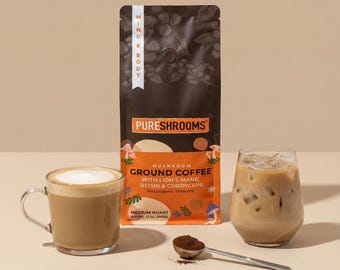 PureShrooms Mushroom Ground Coffee | Lion's Mane, Reishi, Cordyceps Adaptogens (340g)