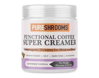 PureShrooms Lavendel Vanille Kokosnuss Kaffeesahne. Milchfrei | Made in Nordamerika (60 Portionen, 125g)