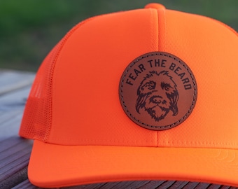 Blaze Fear the Beard Hat |  Upland Dog hat | Griffon, Wirehaired Pointer, Schnauzer, Drahthaar leather hat | Gift for Men, Husband