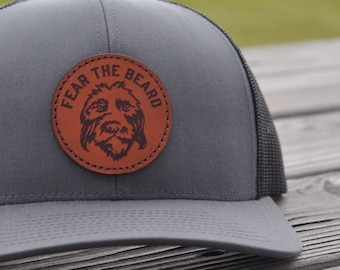 Fear the Beard Hat |  Upland Dog hat | Griffon, Wirehaired Pointer, Schnauzer, Drahthaar leather hat | Gift for Men, Husband