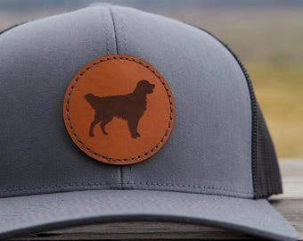 Golden Retriever Patch Hat: Leather Patch Dog Snapback