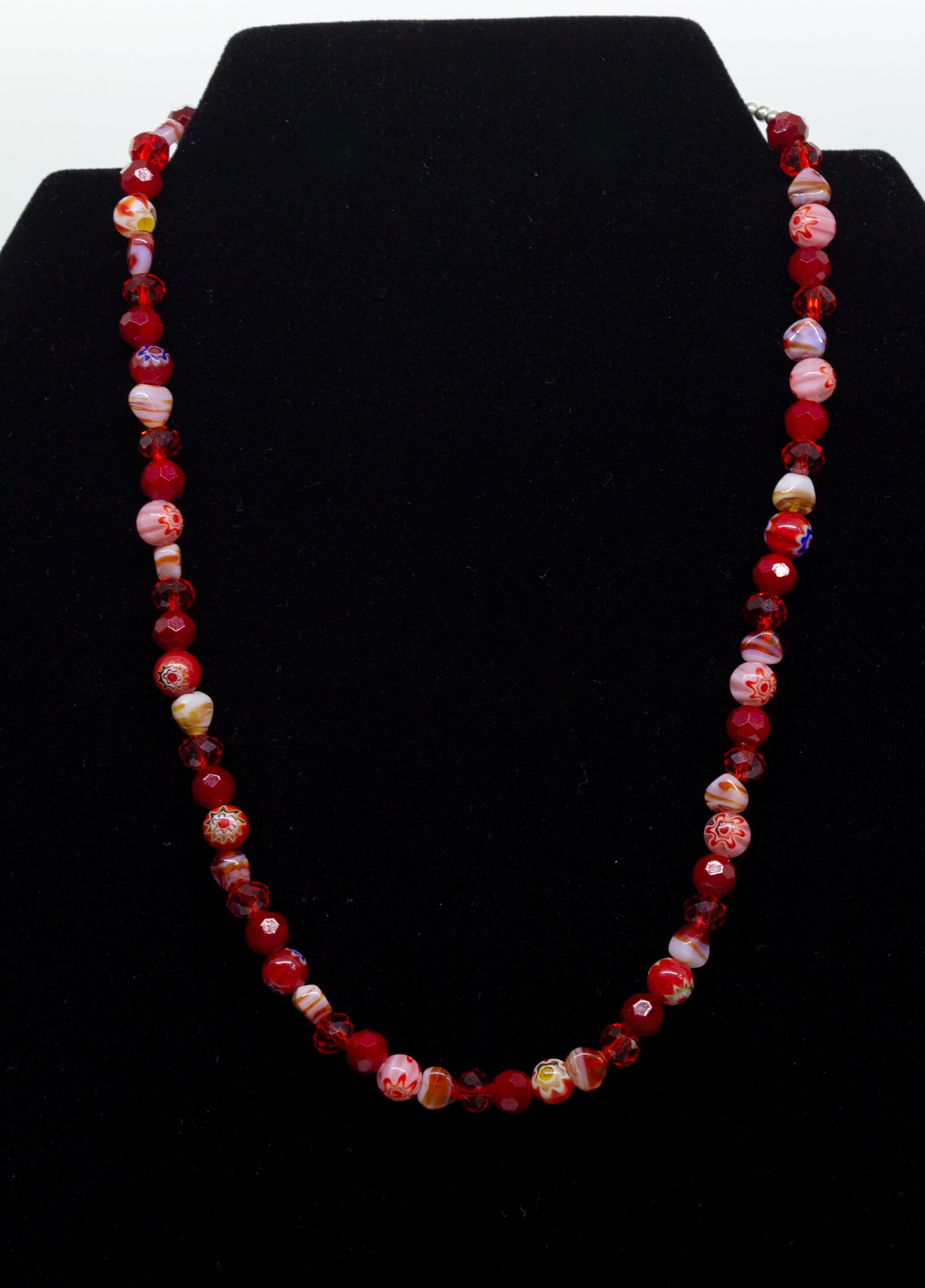 16 red glass bead necklace princess length necklace Etsy