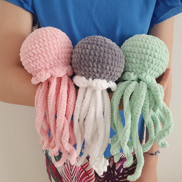 Baby snuggler toy, Velvet soft octopus Newborn Photoraphy Prop, Big jellyfish, Amigurumi Comforter Cuddle Toy