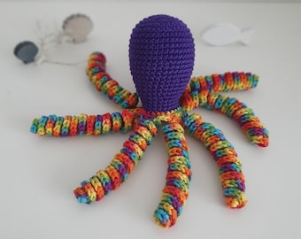 Crochet Octopus Toy - Customizable Amigurumi, Safe for Newborns, Perfect Gift for Babies, Gender-Neutral Toy