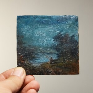 Ukrainian art Landscape painting Original oil painting on a wooden board Wood slice art Small Oil Painting Vintage Painting Small Wall decor