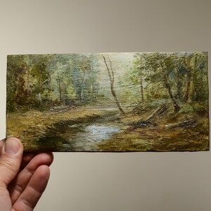 Landscape painting Original oil painting on a wooden board Wood slice art Small Oil Painting Original Artwork Small Wall decor Ukrainian art