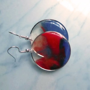 Unique Colorful Art Earrings, Avant Garde Tie Dye Jewelry Gift for Her