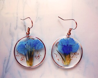 Blue Flower Earrings: Handmade Floral Jewelry